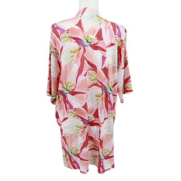 Chico's Kimono Womens L Pink Bloomcore Resort Wear Vacation Beach Pool Coastal - Picture 3 of 16